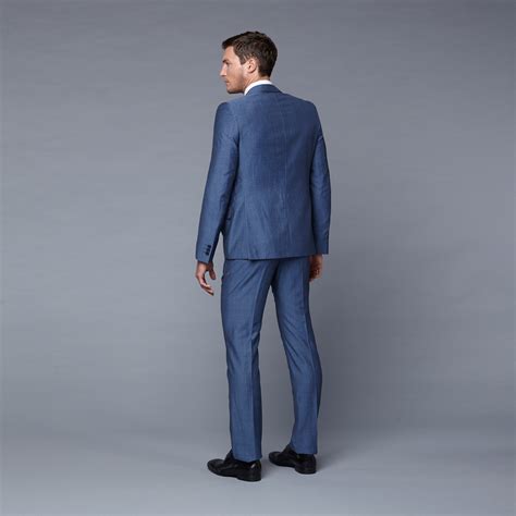 versace collection two-piece blue wool pattern suit|Versace Collection Two.